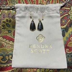 Kendra Scott Black Teardrop Earrings with Gold Trim